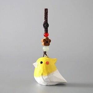 Take Your Little Wooden Cockatiel Everywhere Hand-Carved Yellow Bird Pendant new